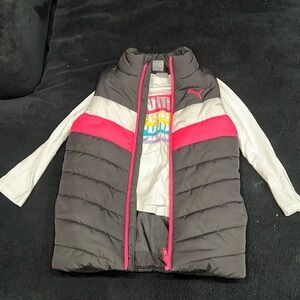 Used puff vest with long sleeves shirt